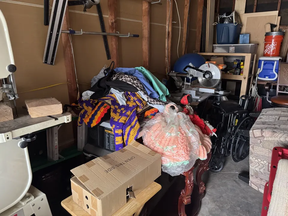 Garage belongings, tools, equipment and furniture awaiting scope review